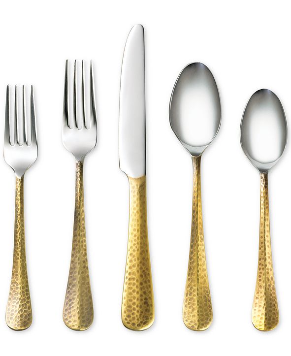 Cambridge Indira by Jessamine Hammered Gold 20Pc. Flatware Set