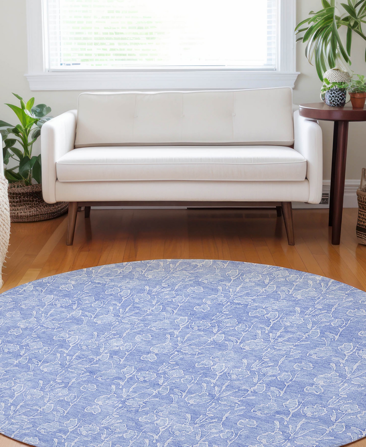 Addison Chantille Acn691 8'x8' Round Area Rug In Denim