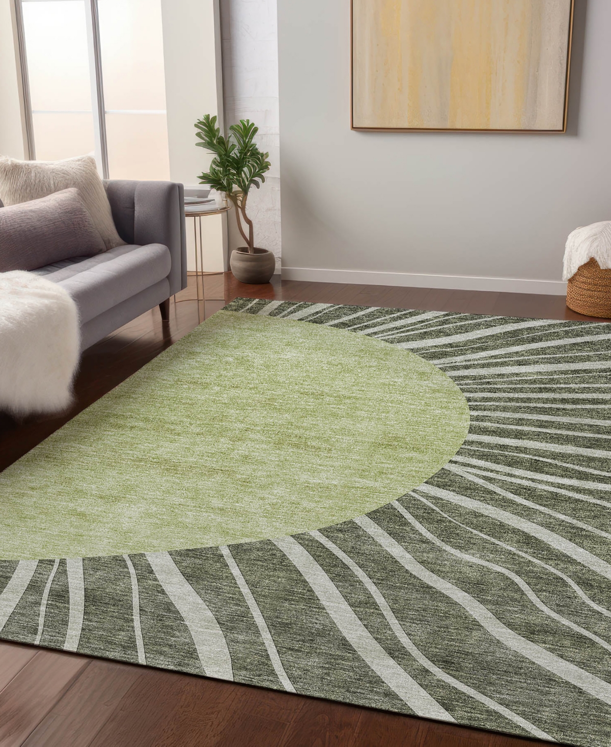 Addison Chantille Machine Washable Acn668 5'x7'6" Area Rug In Olive