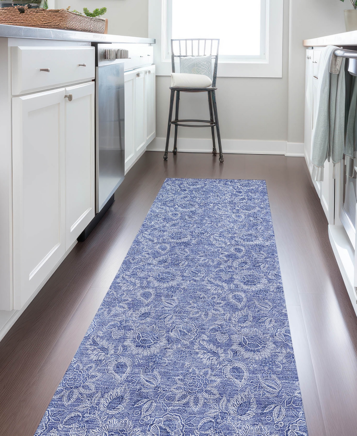 Shop Addison Chantille Machine Washable Acn662 2'3"x7'6" Runner Area Rug In Denim