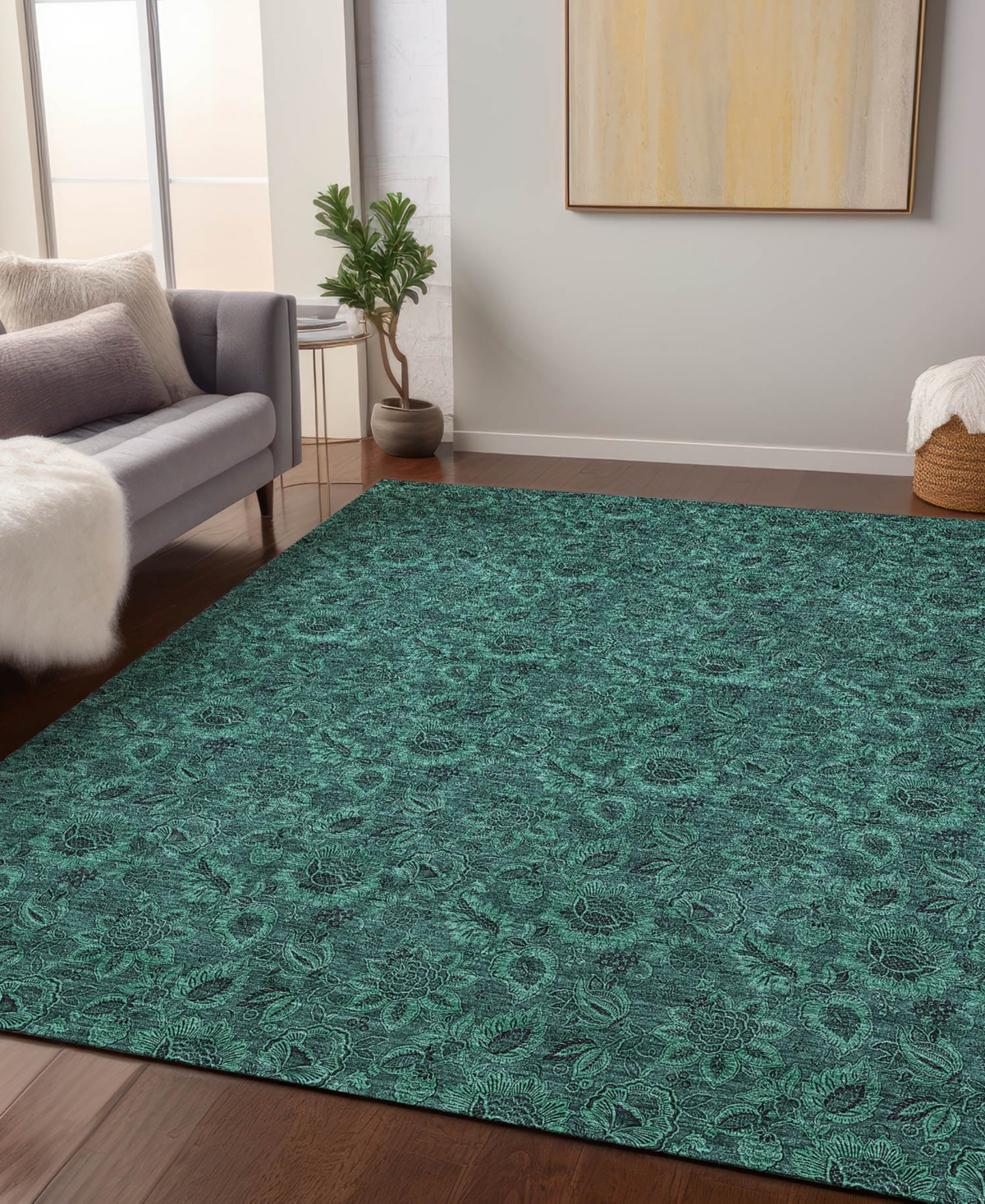 Addison Chantille Machine Washable Acn661 9'x12' Area Rug In Teal