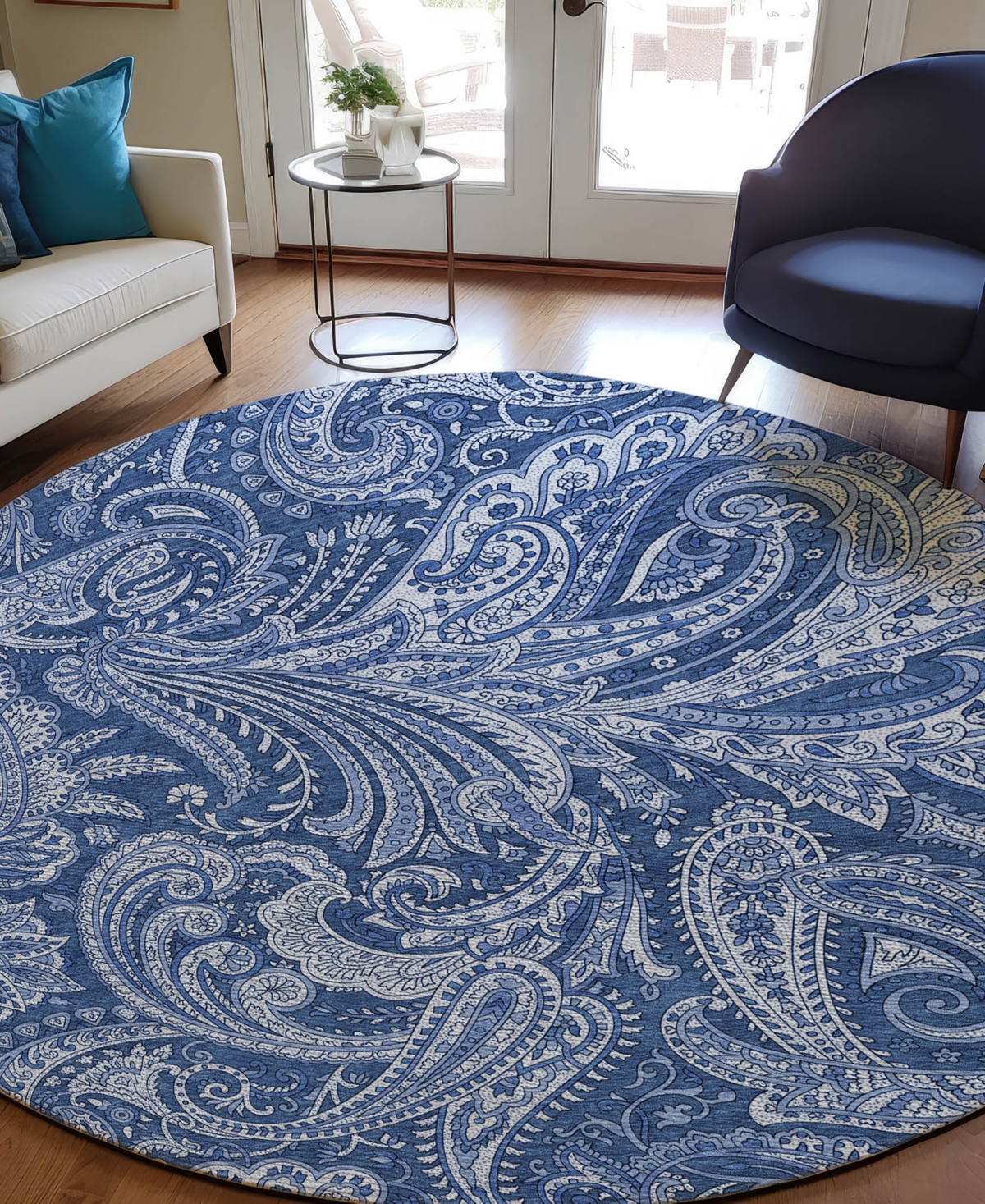 Addison Chantille Acn654 8'x8' Round Area Rug In Navy