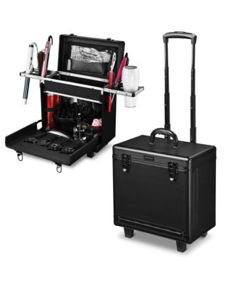 PVC Hair Makeup Train Case Baber Salon Clipper Trimmer Tool Appliance Box Black