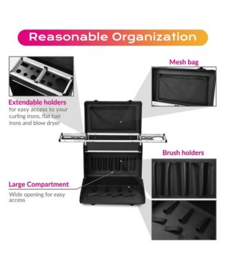 PVC Hair Makeup Train Case Baber Salon Clipper Trimmer Tool Appliance Box Black