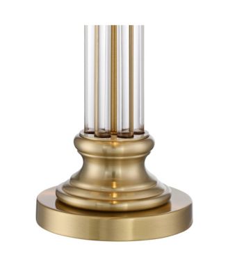 Traditional Table Lamp with USB Charging Port 30" Tall Antique Brass 2-Light Drum Shade for Living Room Bedroom House