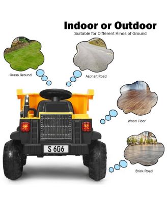 12V Kids Ride On Dump Truck with Electric Bucket and Dump Bed
