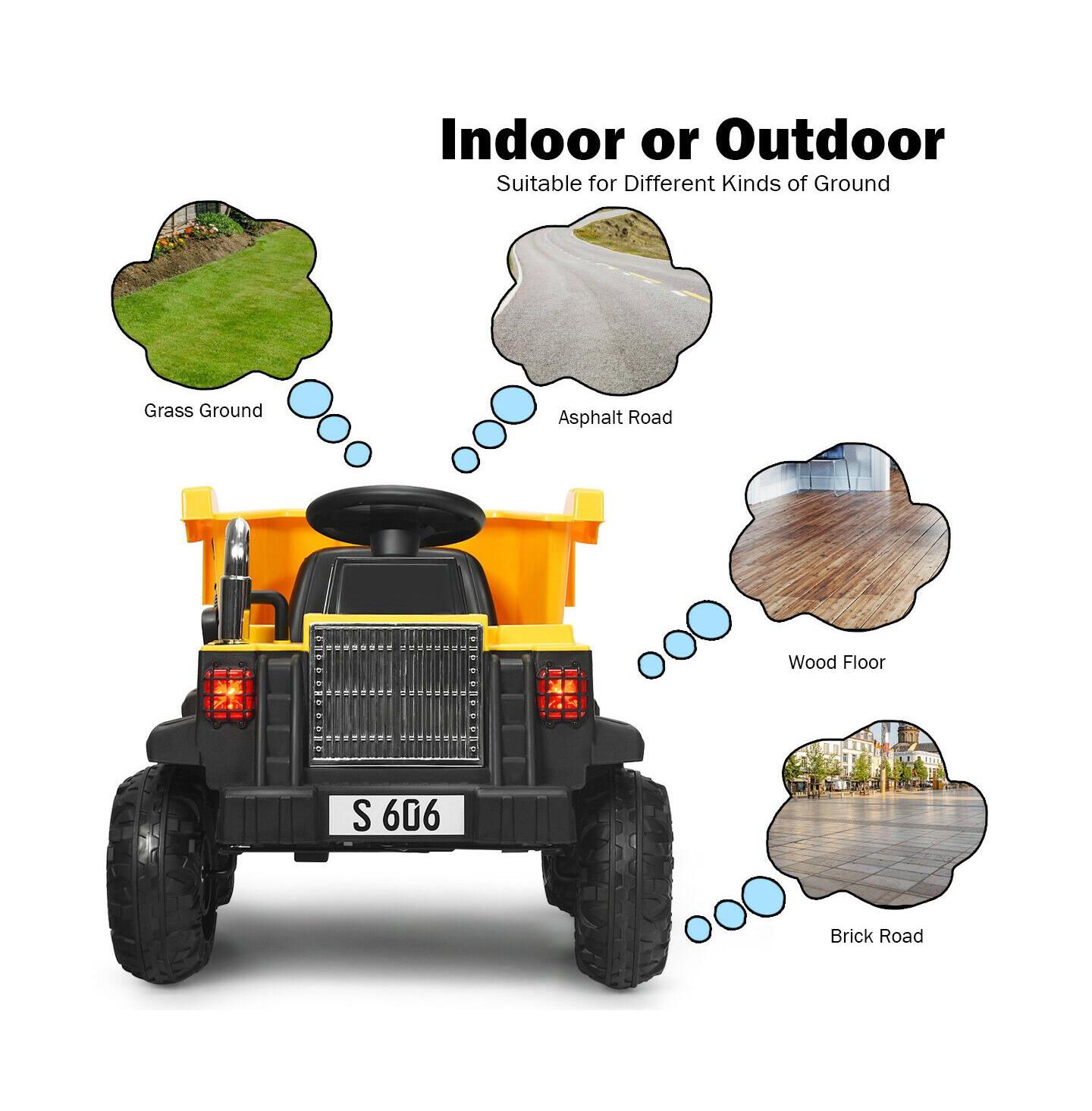 Детская игрушка SUGIFT 12V Kids Ride On Dump Truck with Electric Bucket and Dump Bed, цвет: Жёлтый — фото 3