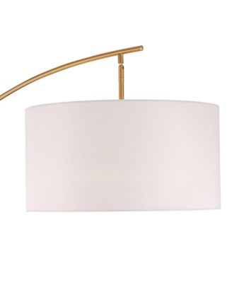 Raymond Modern Arc Floor Lamp 69" Tall Warm Gold Adjustable Boom Arm White Linen Drum Shade for Living Room Reading Office House