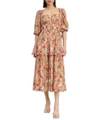 En Saison - Women's Candela Square-Neck Ruffle-Tier Midi Dress