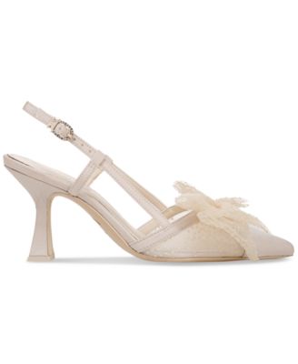 Tess Pointed-Toe Slingback Bow Pumps