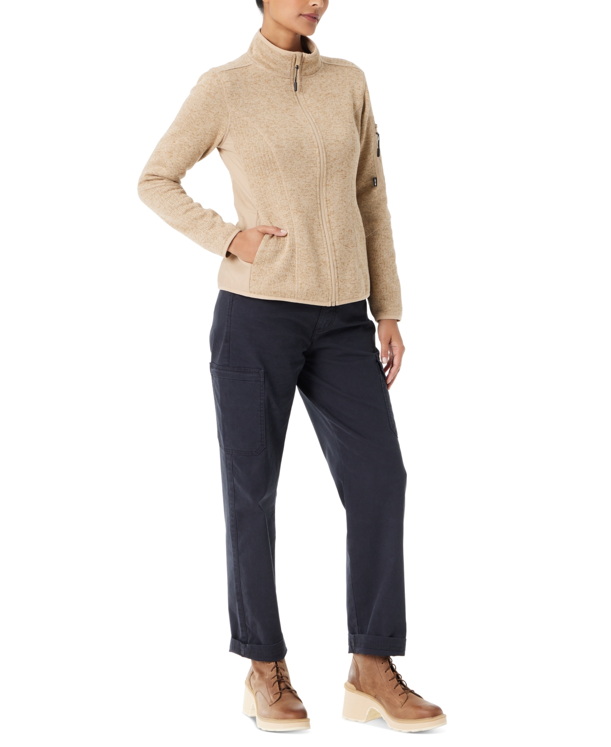 Bass Outdoor Women's Marled Mock-Neck Mixed-Media Sweatshirt
