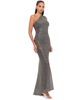 Women's Metallic One-Shoulder Sleeveless Gown