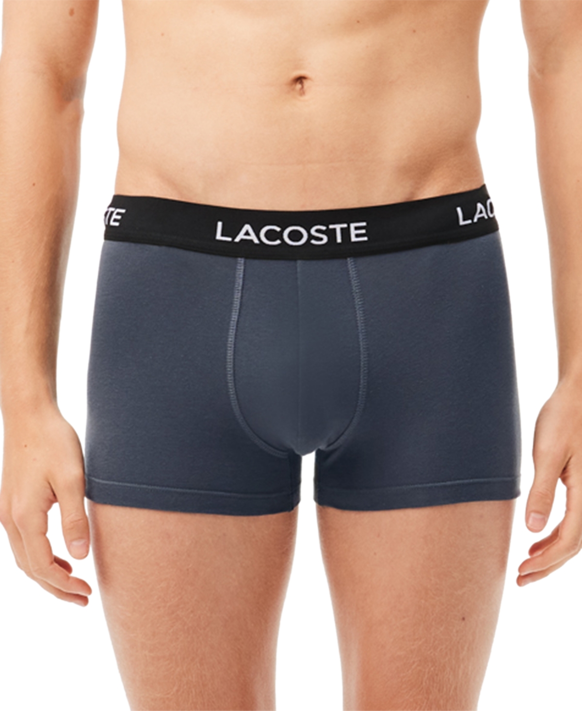 Lacoste Men's 5-pack Regular-fit Stretch Logo Band Trunk Underwear In Grey