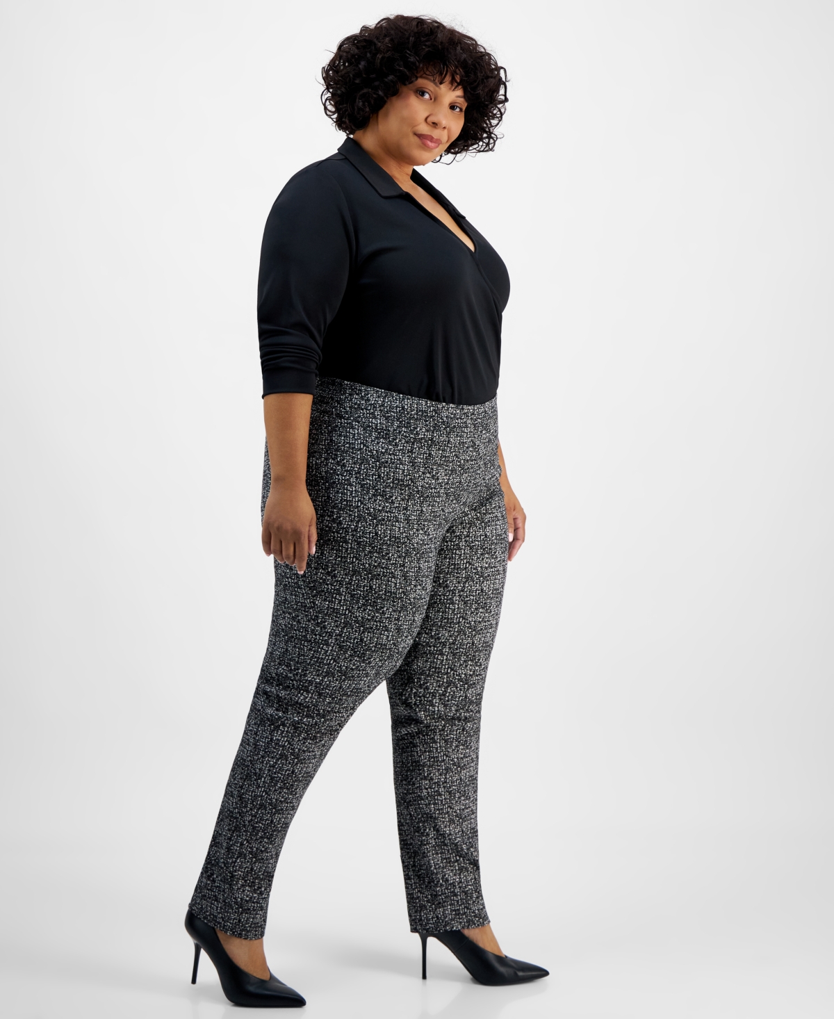 I.n.c. International Concepts Plus Size Mid-Rise Jacquard Skinny Pants, Created for Macy's