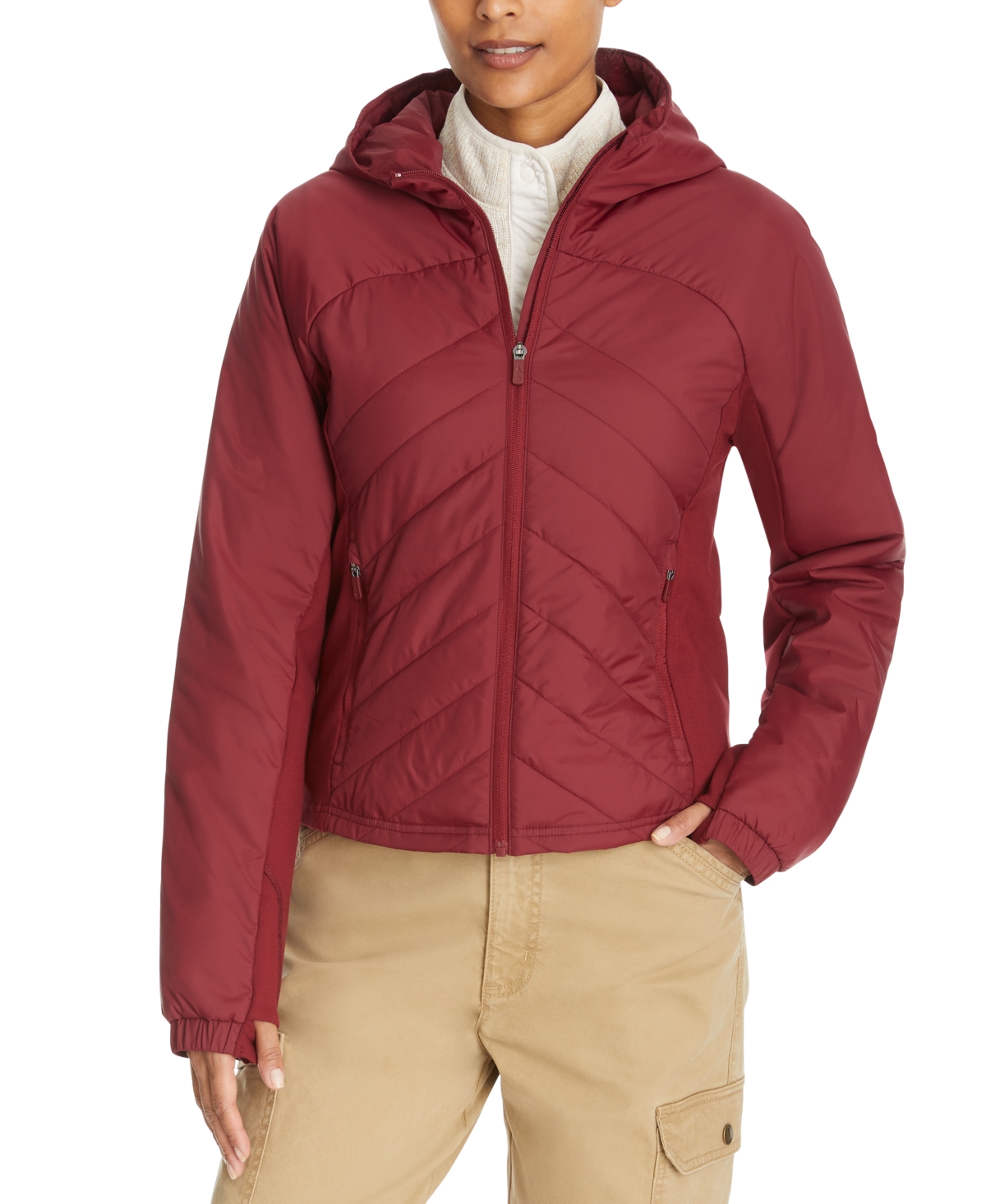 Women's Chevron-Quilted Puffer Jacket - Cabernet