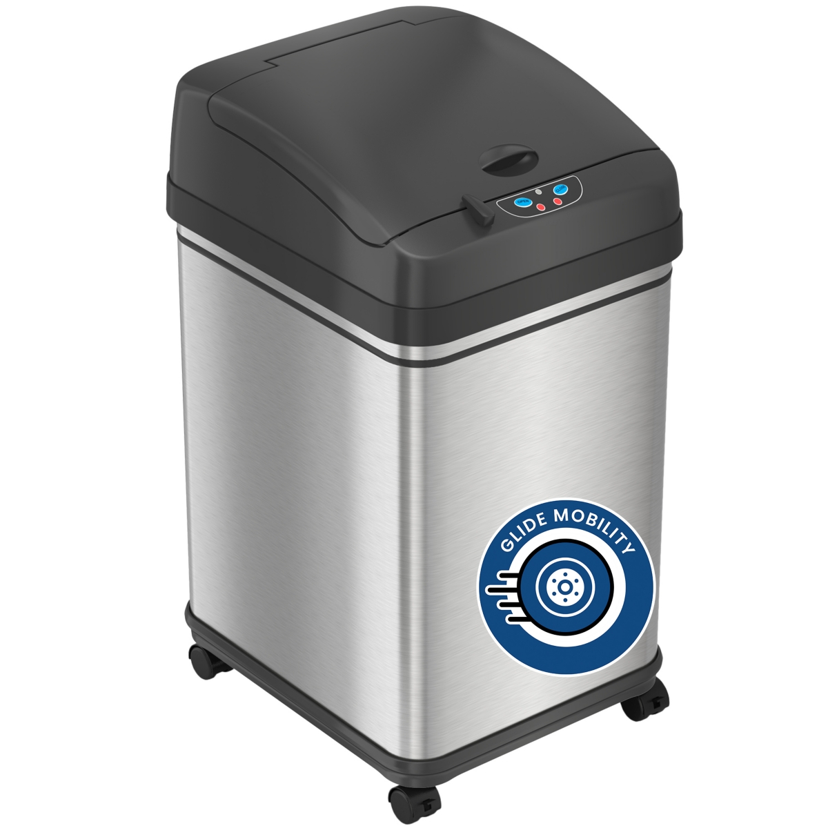 Stainless Steel Sensor Trash Can with Pet-Proof Lid, Wheels, and AbsorbX Odor Filter 8 Gallon Silver - Stainless steel
