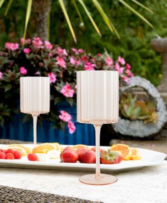 Scalloped Rim Fluted Wine Glass, Set of 4, 12oz