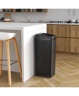 14 Gallon Stainless Steel Sliding Lid Sensor Trash Can with AbsorbX Odor Filter