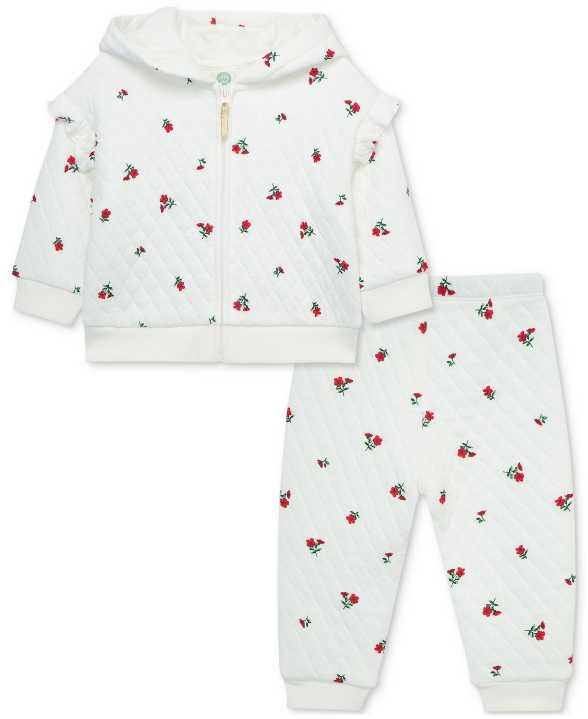 Shop Little Me Baby Girls Floral Hoodie & Pants Set