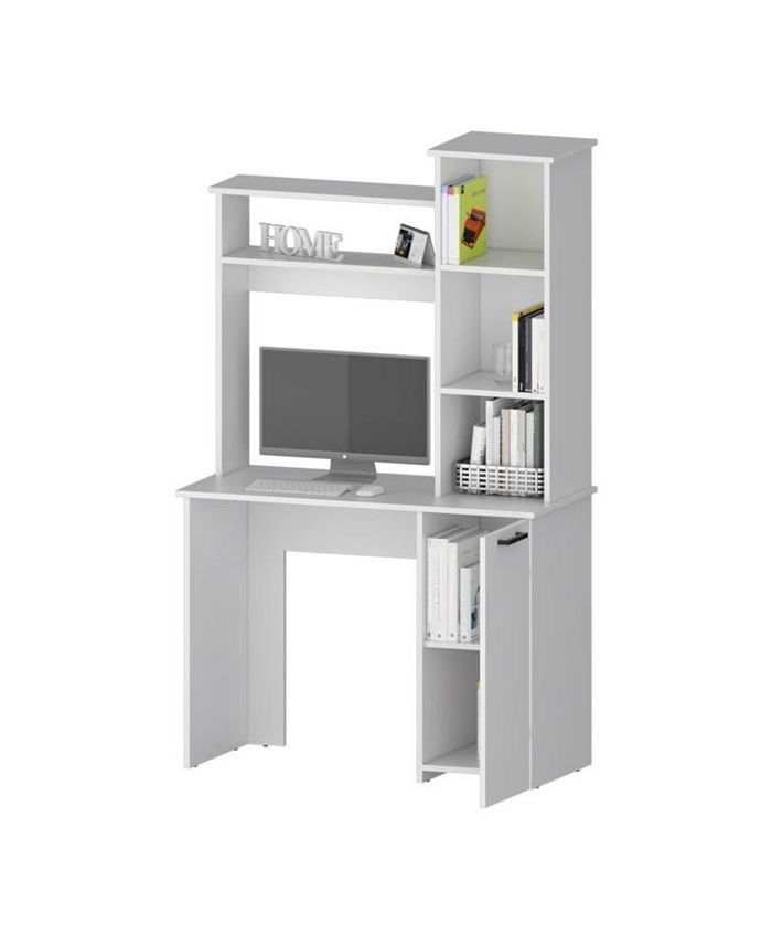 FM FURNITURE Rumford Computer Desk with Hutch and 3Tier Storage