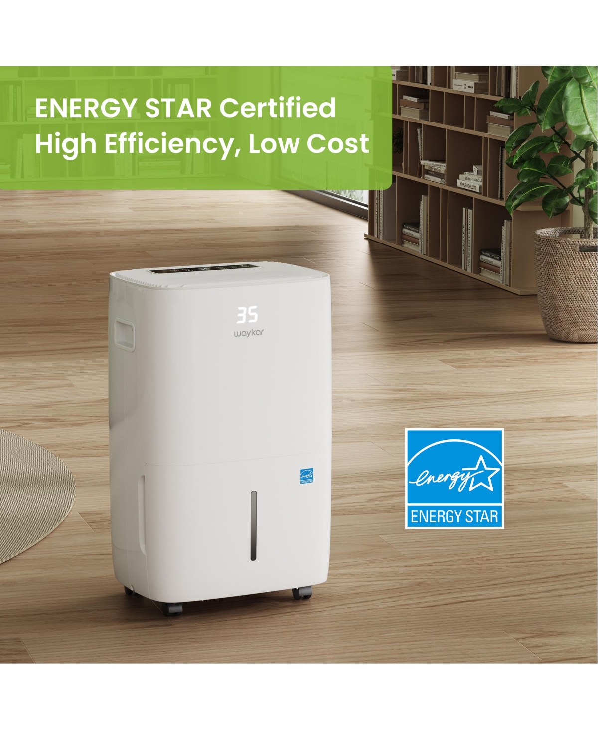 Waykar 6,500 Sq. Ft Energy Star 130 Pint Dehumidifier for Extra Large Rooms