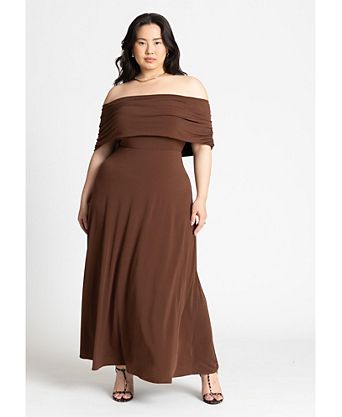 brown maxi dress plus size Elegant dinner plans Plus Size - Tiered Maxi