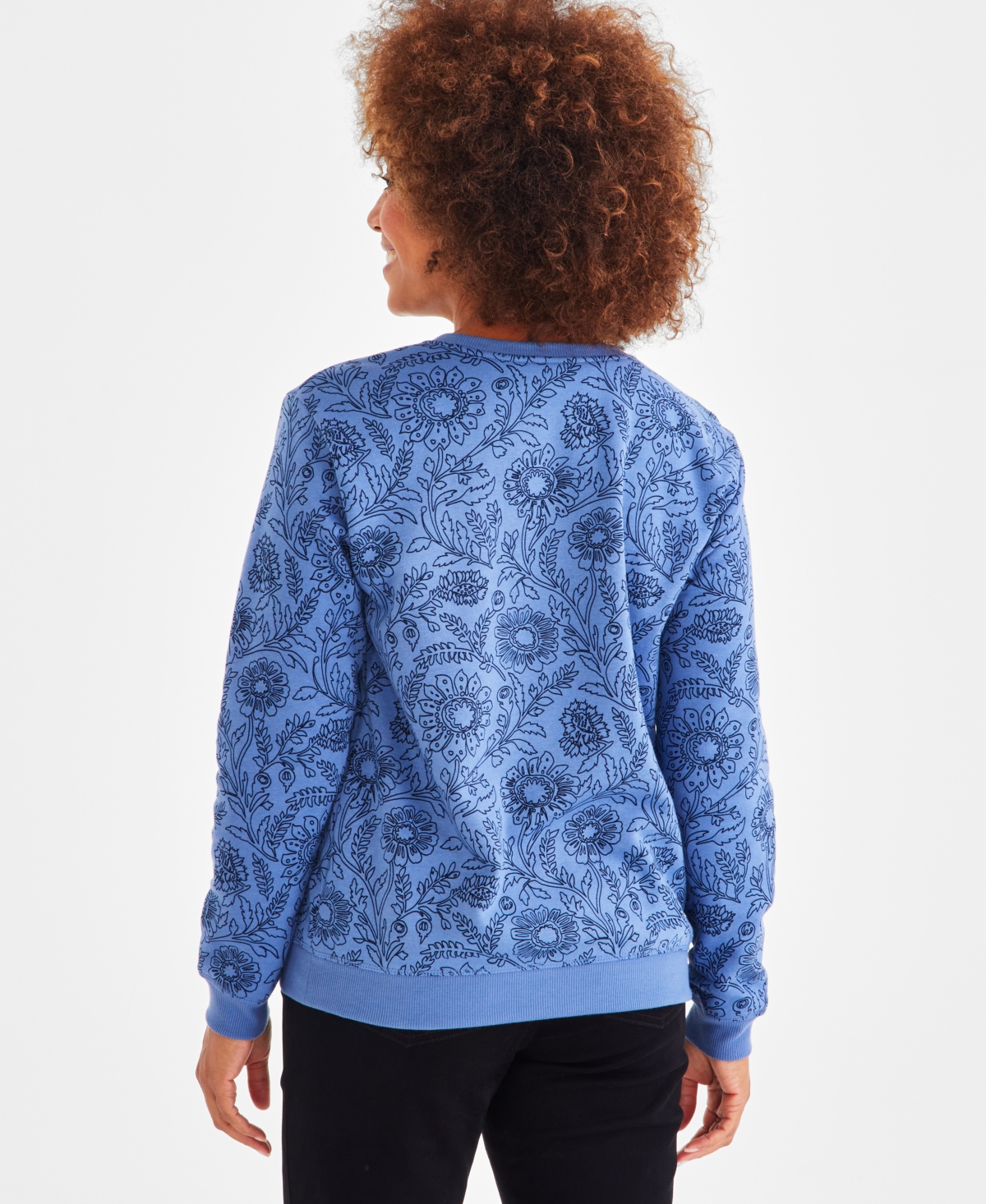 Style & Co Women's Printed Fleece Crewneck Sweatshirt, Created for Macy's