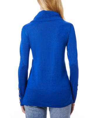 Women's Chevron-Trimmed Cowl-Neck Sweater