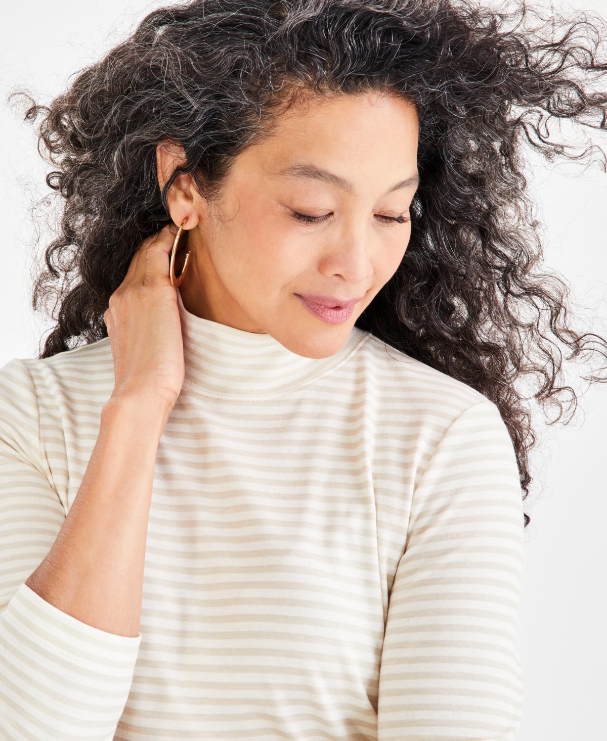 Style & Co Petite Mock-Neck Printed Long-Sleeve Top, Created for Macy's