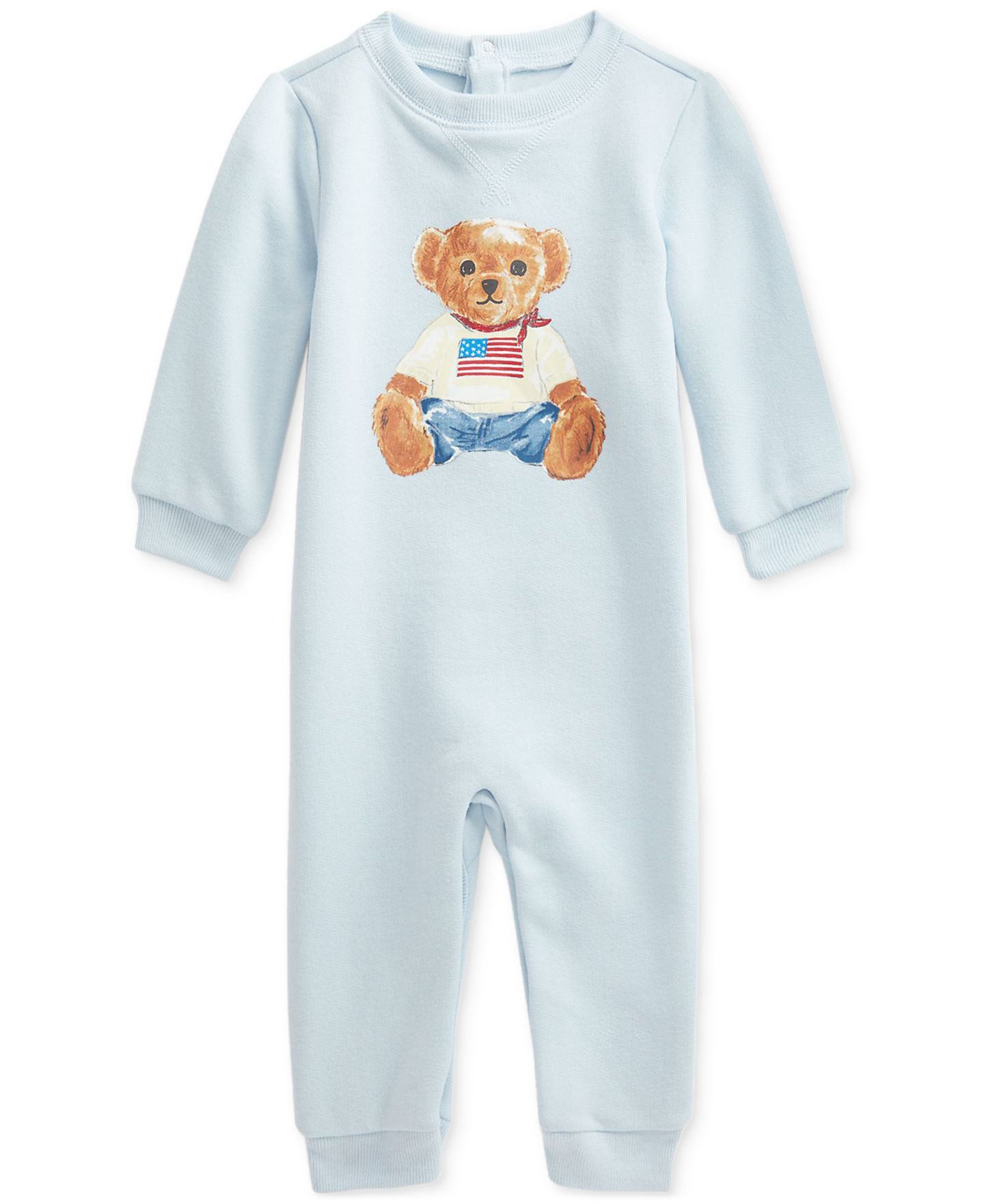 Детский флисовый комбинезон Polo Ralph Lauren Polo Bear, цвет: Синий — фото 1
