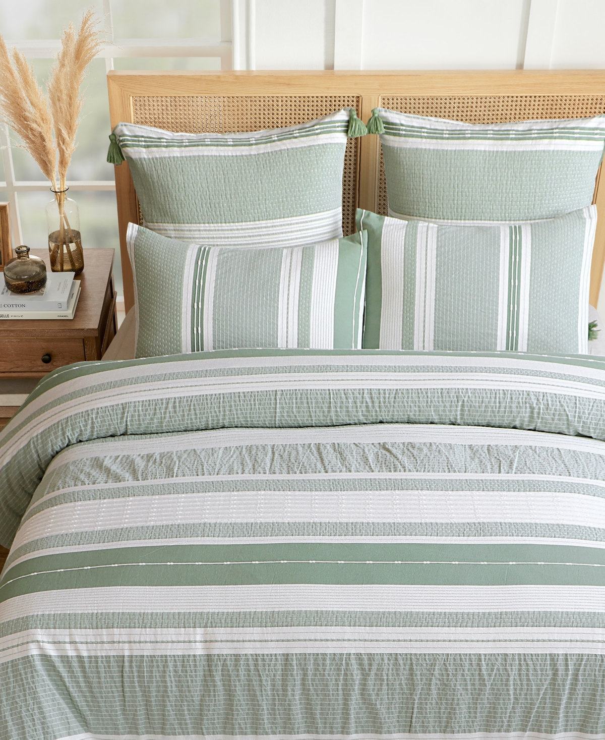 Levtex Pickford Dotted Stripe 3-pc. Duvet Cover Set, Full/queen In Green