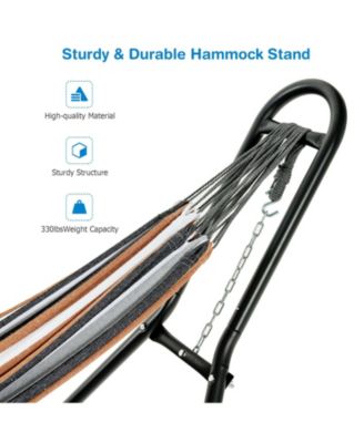 Hammock Stand Heavy Duty Steel Frame Hanging Hooks Indoor Outdoor