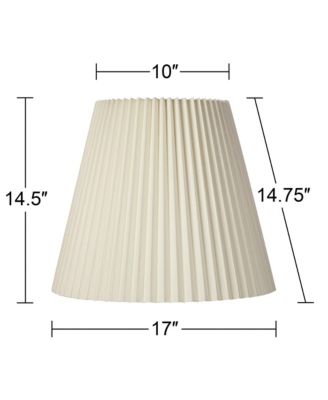 Set of 2 Pleated Empire Lamp Shades Ivory Large 10" Top x 17" Bottom x 14.75" High Spider with Harp and Finial Fitting