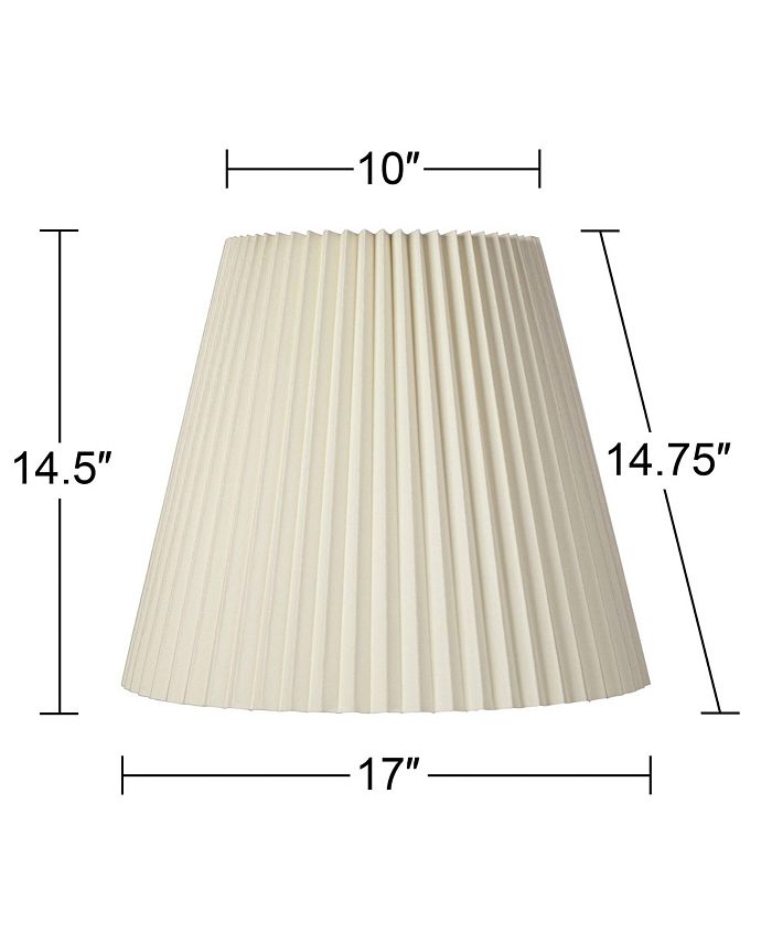 Set Of 2 White Mushroom Pleated Empire Lamp Shades - 7x16x12 Inches With Spider Fitter, Harp & Finial
