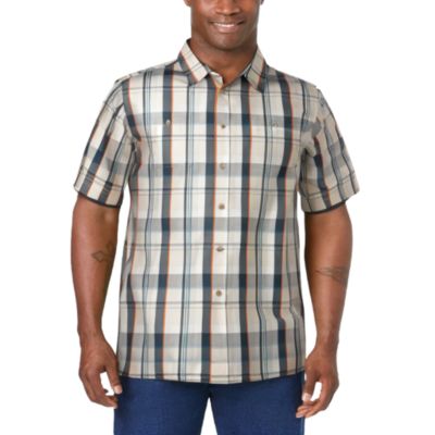 Men's Plaid Wrinkle-Resistant Short Sleeve Button Down