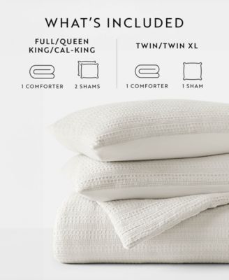 Waffle Textured 3-Piece Comforter Set, Full/Queen