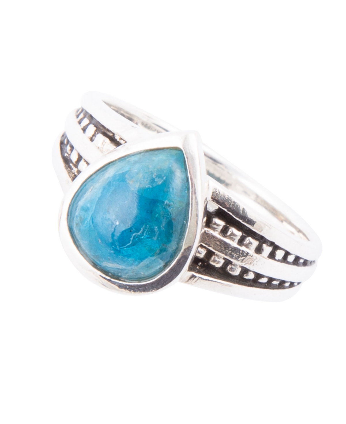 Astro Genuine Blue Apatite Teardrop Sterling Silver Ring - Genuine blue apatite