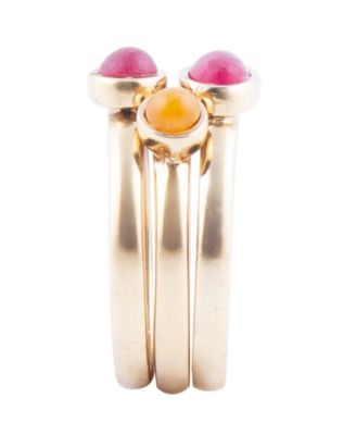 Stackable Genuine Yellow and Red Agate Ring Set