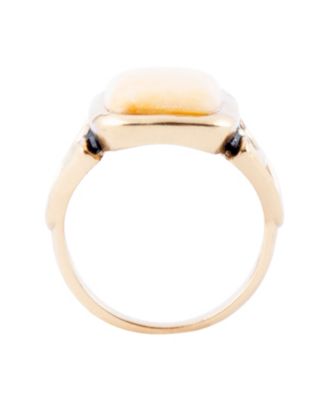 Luster Yellow Agate Golden Bronze Rectangle Ring