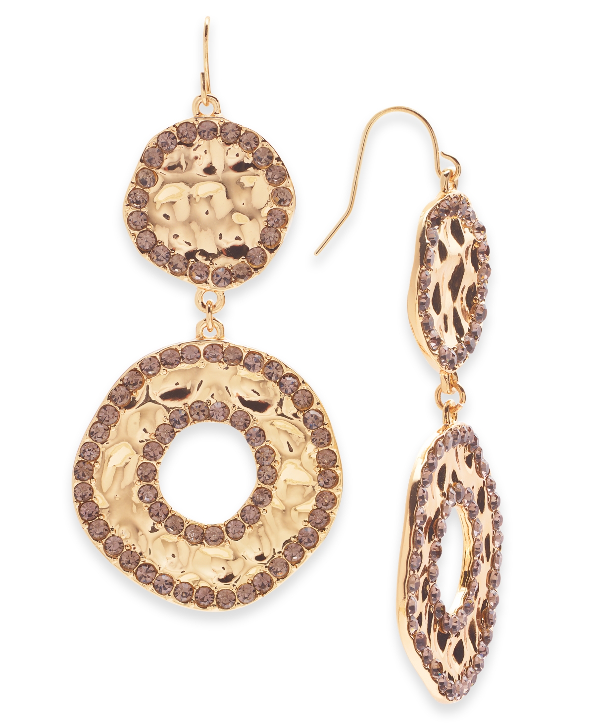 I.n.c. International Concepts Glass Stone Hammered Double Drop Earrings, Created for Macy's