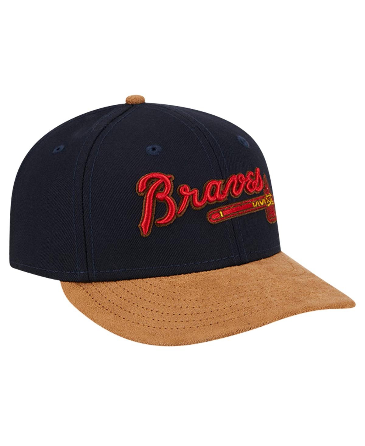New Era Men'sAtlanta Braves Team Suede Visor Low Profile 59FIFTY Fitted Hat - Navy