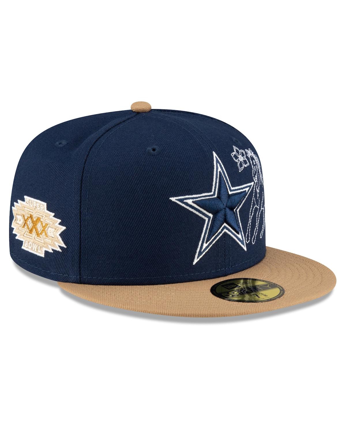 Shop New Era Men's Navy/tan Dallas Cowboys Western 59fifty Fitted Hat In Navy,tan