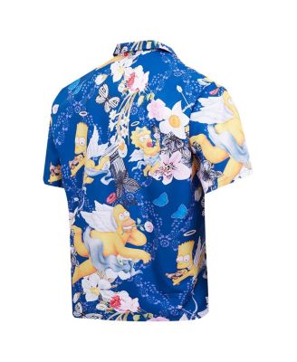 Men's Navy The Simpsons Peace Angels Button-Up Shirt