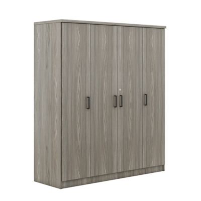 4-Door Wardrobe with 1 Drawer, Gray