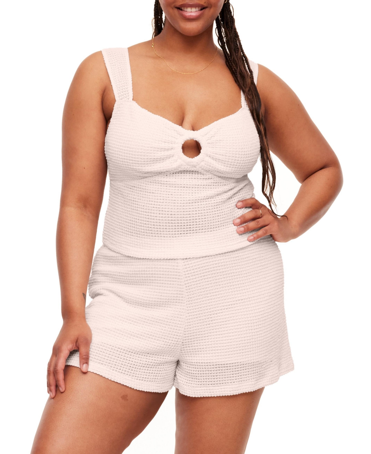 Plus Size Sandra Tank And Shorts Set - White