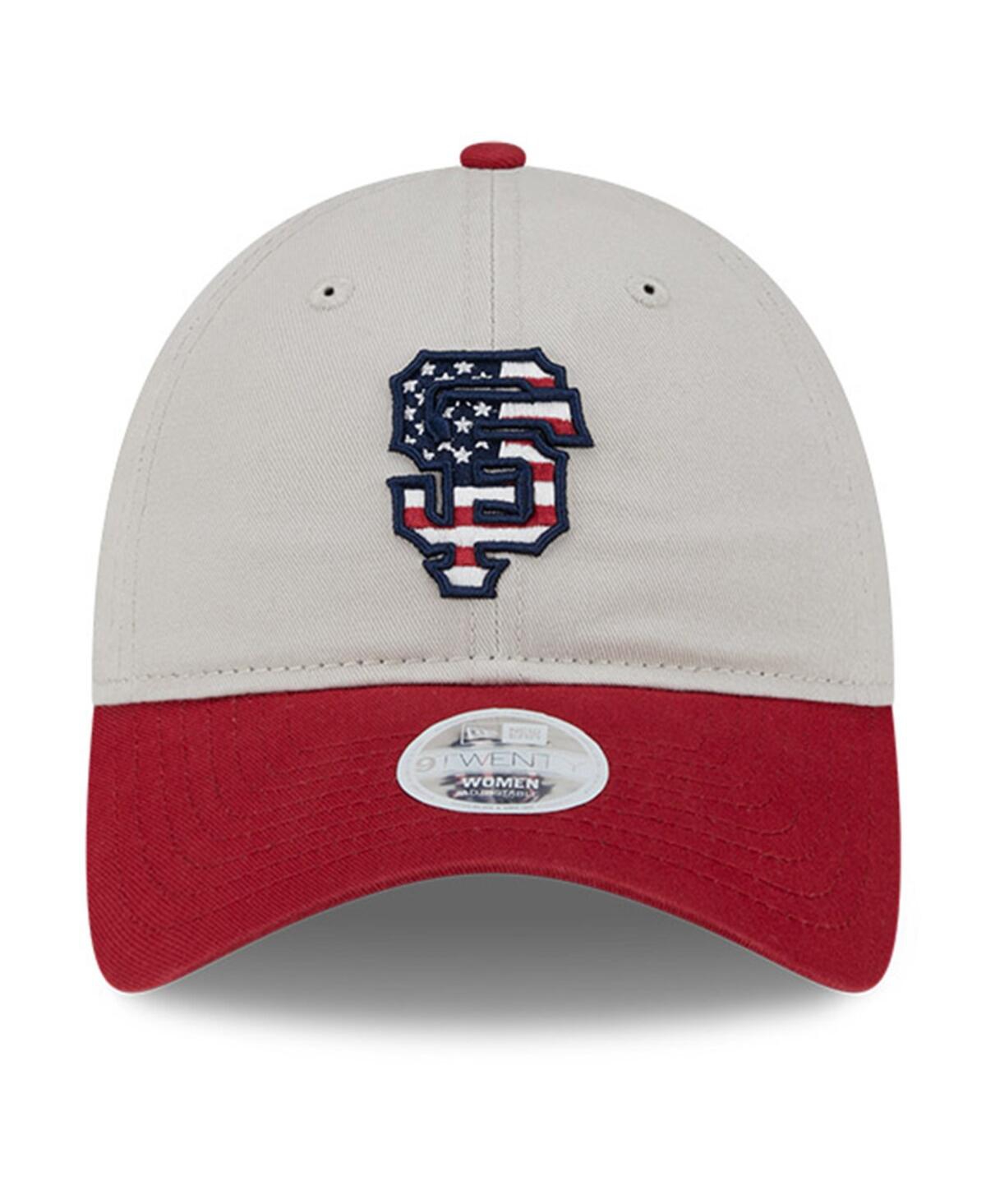 New Era Women's Red San Francisco Giants 2024 Fourth Of July 9twenty Adjustable Hat In Khaki