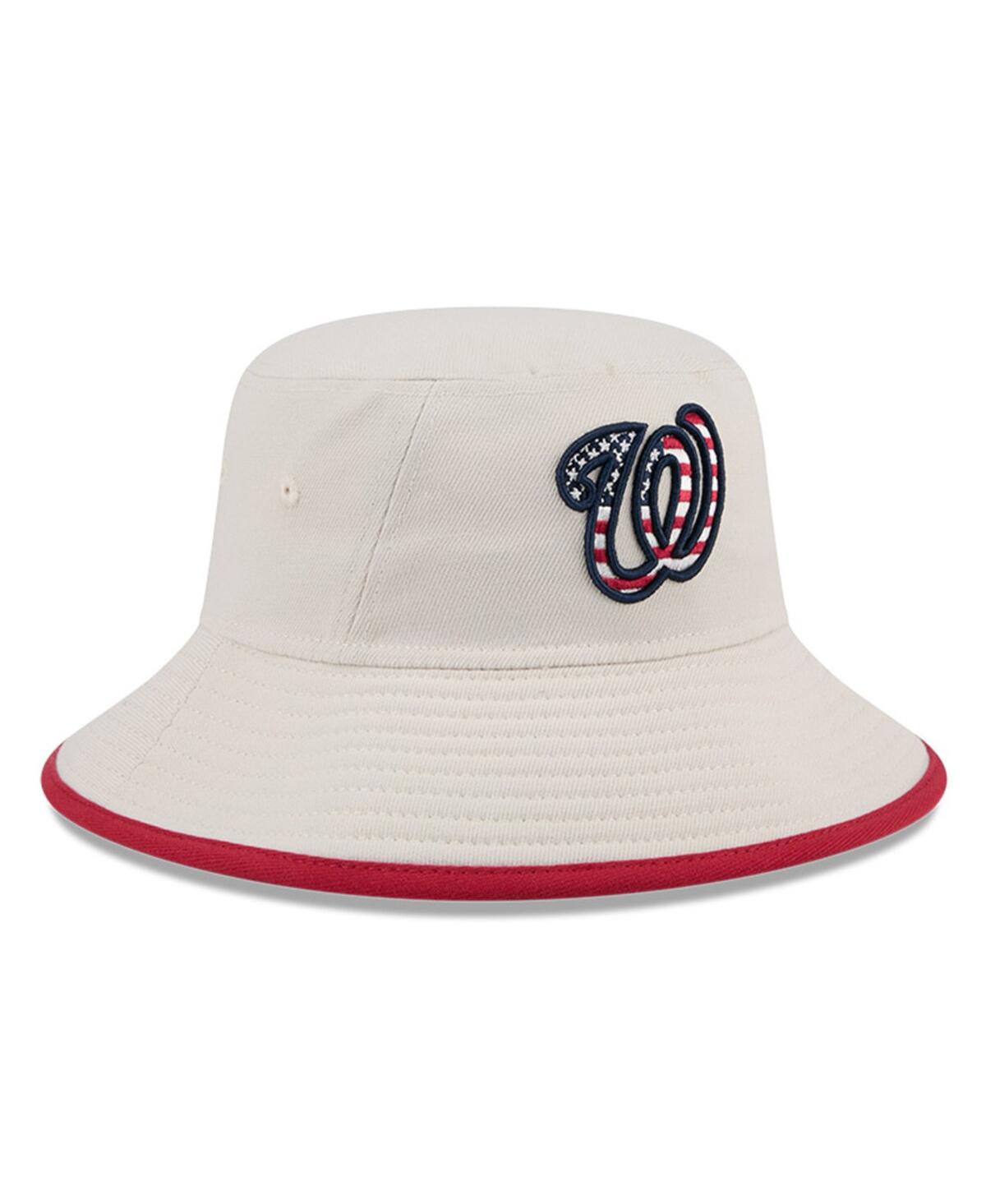 NEW ERA MEN'S KHAKI WASHINGTON NATIONALS 2024 FOURTH OF JULY BUCKET HAT 