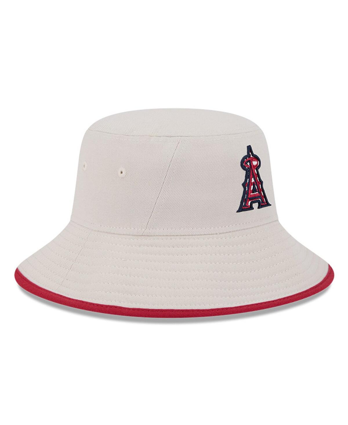 NEW ERA MEN'S KHAKI LOS ANGELES ANGELS 2024 FOURTH OF JULY BUCKET HAT 