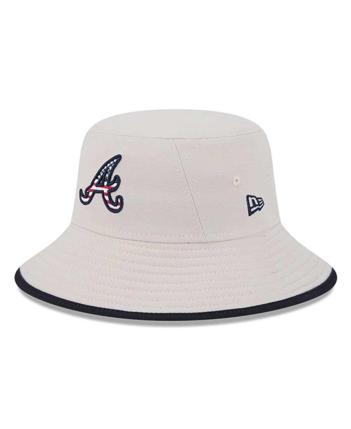 New Era Men's Khaki Atlanta Braves 2024 Fourth Of July Bucket Hat In Khaki