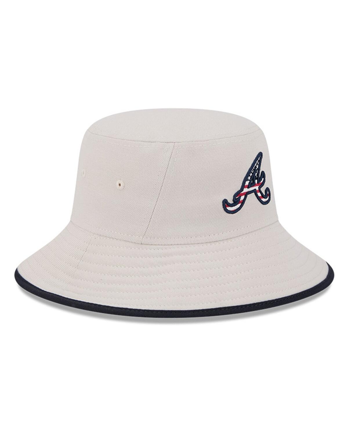 New Era Men's Khaki Atlanta Braves 2024 Fourth Of July Bucket Hat In Khaki
